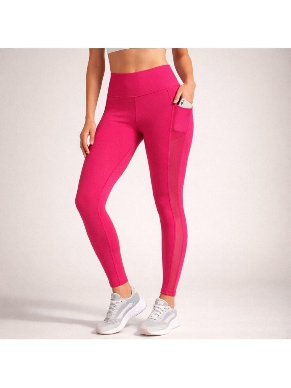 Fabletics PowerHold High Waisted Leggings Hot Pink Pocket Athletic Workout XS